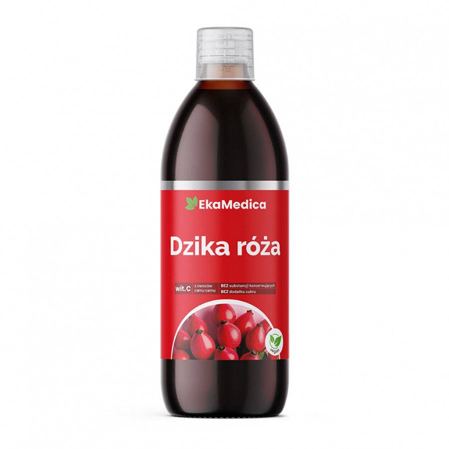 Dzika róża, sok z dzikiej róży z witaminą C - suplement diety